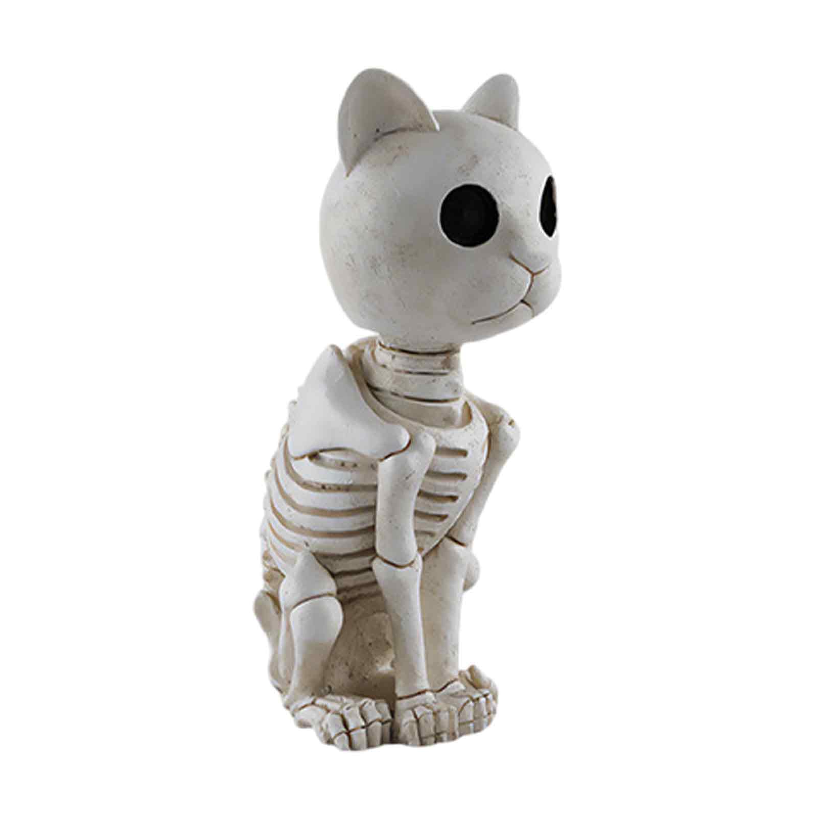 pidodou Skeleton Animal Statue Spooky Deer Cat Duck Figurine Resin Halloween Table Centerpiece Outdoor Porch Decor Eerie Ornament Cat