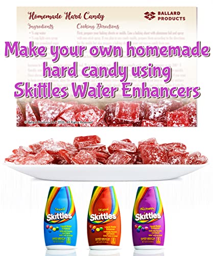 Skittles Liquid Water Enhancers Variety Pack Of 3 - 1 Bottle Of Each Of The Skittles Flavors - Original, Tropical, And Wild Berry Skittles - Bundle With Ballard Products Recipe Card #TOP5