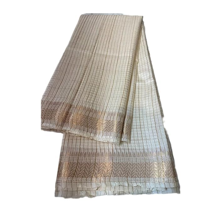 WEAVE TRENDS Womens Mangalagiri Silk sarees with matching blouse piece Golden zari weaving design Bhagalpuri Silk Saree-picture-38
