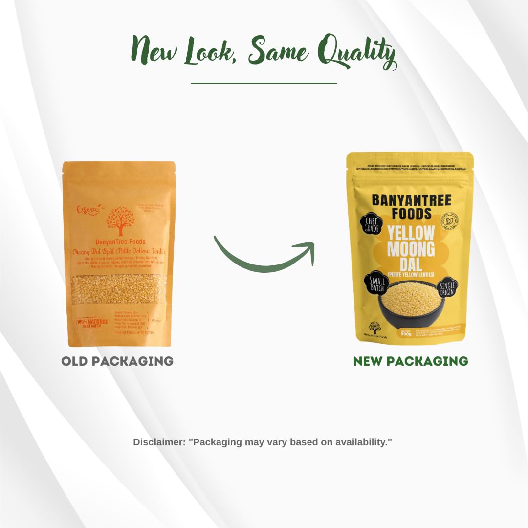 BanyanTree Foods Lenteja pequeña amarilla dividida (Moong Dal amarillo) 500 g
