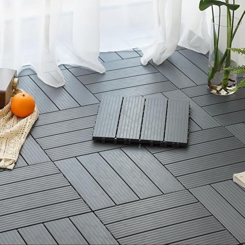 ININOSNP Heavy Duty Square Interlocking Backyard Patio Tiles, Easy To Install Flooring, Outdoor Use Garden Patio Tiles(Grey)
