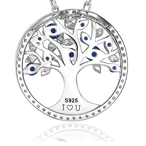 Tree of Life Jewelry for Women Birthday Gifts for Wife Mom September October Birthstones Necklace Blue Sapphire Pink Tourmaline and More Stones Jewelry 925 Sterling Silver3
