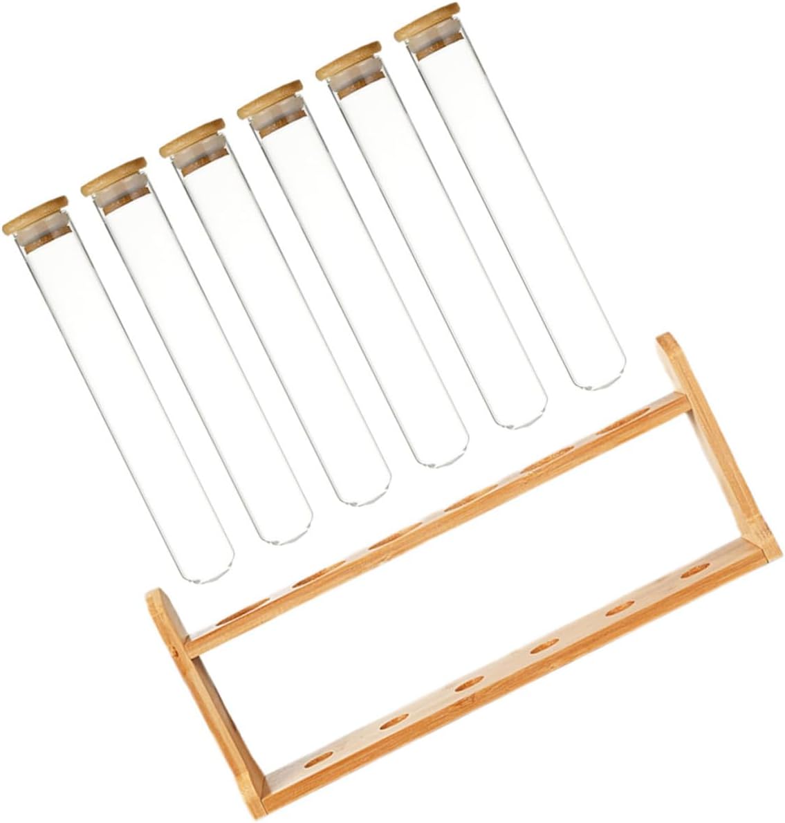 Garneck Coffee Bean Display Stand with Clear Glass Storage Tubes and Wooden Rack Stylish Coffee Organizer for Beans Storage and Display Easy to Assemble Modern Kitchen Decor