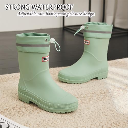 Image of Nutropa Mid Calf Rain Boots for Women, Anti-Slip Outdoor Work Rain Shoes