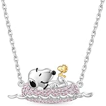 GNOCE Peanuts with Woodstock Rafting Necklace for Women, S925 Sterling Silver Pendant Necklace for Her Wife, Valentines Day, Mothers Day Jewelry Gift