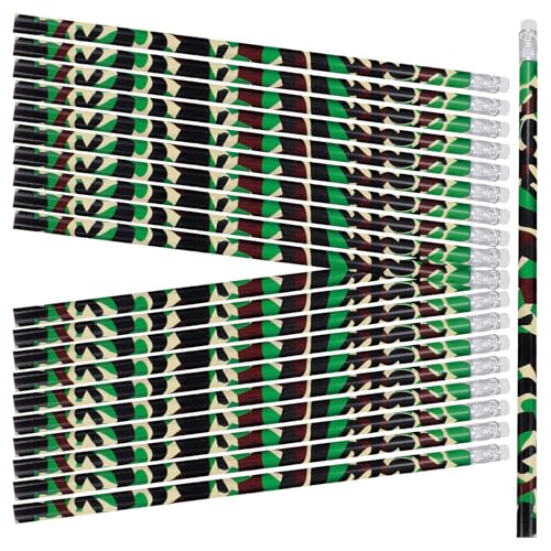 Abaodam 50個 迷彩パターン筆 教師用学校文具 軍隊風デザイン 学童向けバルク文房具 の絵画 日記 メモに