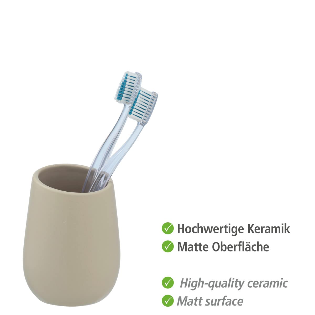 Wenko Badi toothbrush mug, cup made of high-quality ceramic with matt surface - Image 2