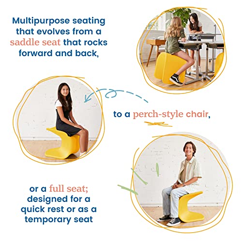 Image of ECR4Kids Wave Seat Perch Stool, 18in - 19.6in Seat Height, Flexible Seating, Yellow