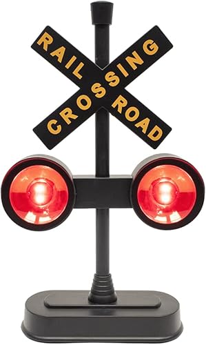 Miniatura 2 de TG,LLC Treasure Gurus - Señal de cruce de pista de ferrocarril intermitente, luz roja, sonido RR Xing Train Crossbuck decoración de escritorio,