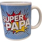 Terryshop74® Tazza Festa del Papà 330 ml in CeramicaTazza Colazione Uomo – Idee Regalo Super P a p à/I Love You Dad (Super Papà (grafica fum …