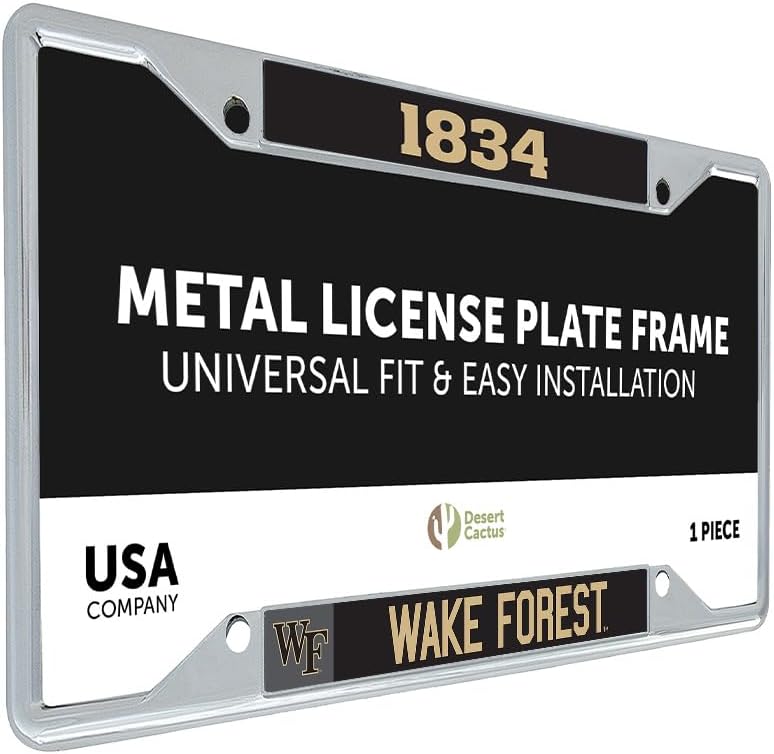 Desert Cactus Wake Forest University License Plate Frame Demon Deacons Go Deacs Car Tag Holder for Front or Back of Car Officially Licensed Metal (Founding Year)