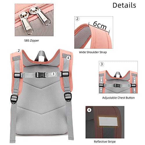 Waterproof Backpack for School Kids Backpack Bookbag Girls Boys Lightweight Travel Bag (Pink)4