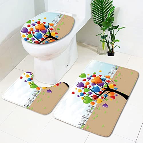 Badematten Set 3 teilig,Toilettenmatte Set,3er Badgarnitur Badezimmer Matte Set Dusch Bade Matte Vorleger Teppich 3D…