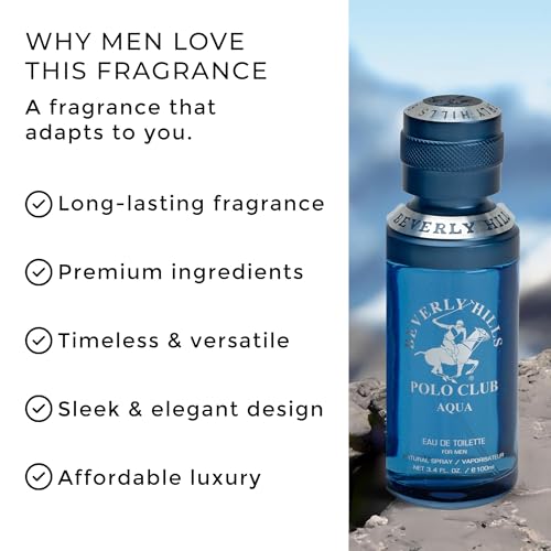 Beverly Hills Polo Club AQUA - Cologne for Men with Italian Bergamot, Green Lemon, Rosemary & Patchouli Notes - Fresh & Aquatic Fragrance Scent - Eau De Toilette Spray 3.40fl.oz / 100ml - Thumbnail 4