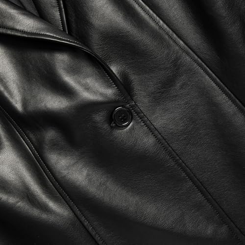 CXMNJ Women's Black Leather Trench Coat with Belt - X-Large - Image 3