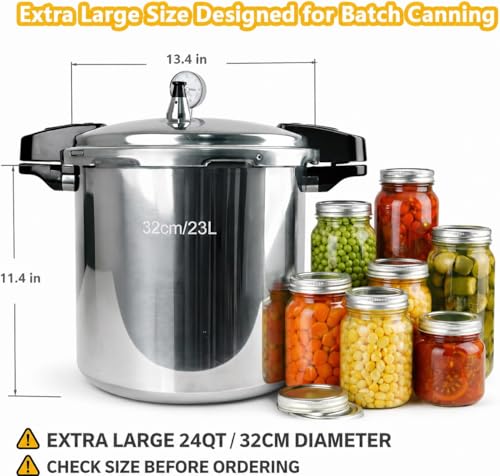 Image of 24 qt Pressure Canner with Gauge[14.5 PSI],with Canning Supplies 7 pc set,large pressure cooker for canning, its a great helper for both households and businesses used to make canned food