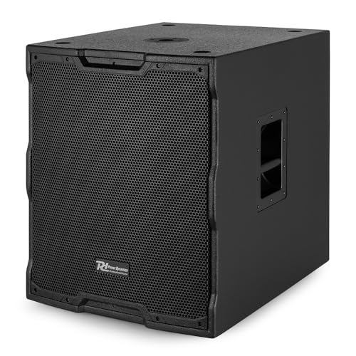 Power Dynamics PDY218SA subwoofer Amplificado de 18' y 1000W de Potencia Pico, entradas XLR balanceadas y RCA, limitador Integrado, Crossover Ajustable, Asas Laterales de Transporte, Color Negro