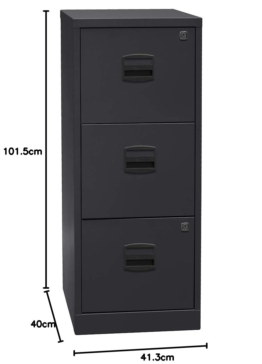 Bisley Home Hängeregistraturschrank PFA, 3 HR-Schubladen, Metall, 696 Verkehrsweiß, 40 x 41.3 x 101.5 cm