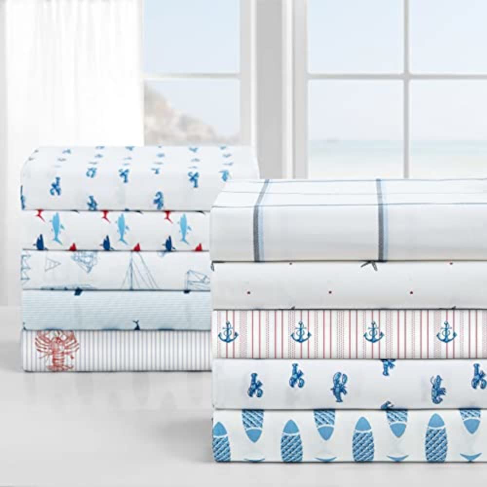 Nautica Set Lenzuola lenzuola-100 Fresco, Leggero e Traspirante Biancheria da Letto, Cotone, Costazul, Completo