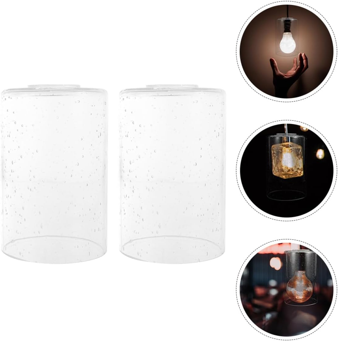 NUOBESTY 2pcs Cylinder Lamps Bubbles Glass Lampshade Covers Replacement for Pendant Light Fixtures