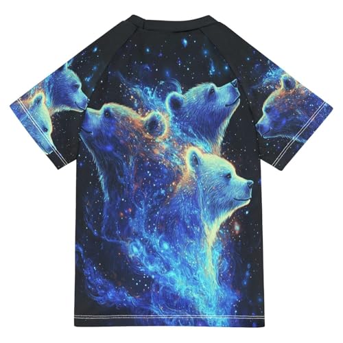 Boy Swimsuit Colorful Bears Universe Galaxy Stars Sunscreen T-Shirts Swimwear Sets UPF 50+2