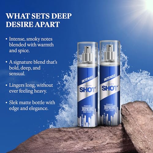 Image of Layer'r Shot Deep Desire Body Spray Combo for Men 2x135ml | Premium Long-Lasting Aqua-Floral Fragrance with Warm Amber Finish | Bold Masculine Deodorant | Ideal Perfume For Daily Use | Gift For Men