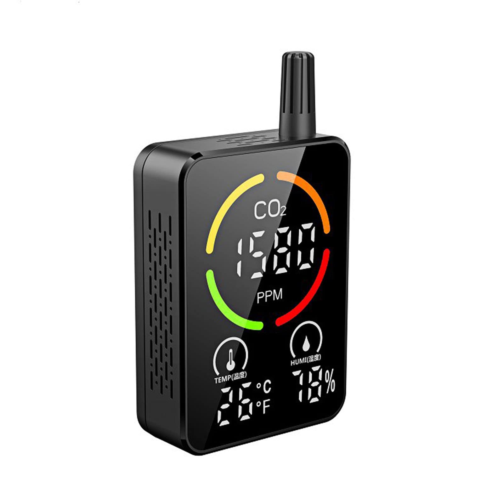 CO2 Detector Air Quality Monitor CO2 Meter Temperature Humidity NDIR Sensor Carbon Dioxide Meter Concentration Tester with Alarm(Nero)