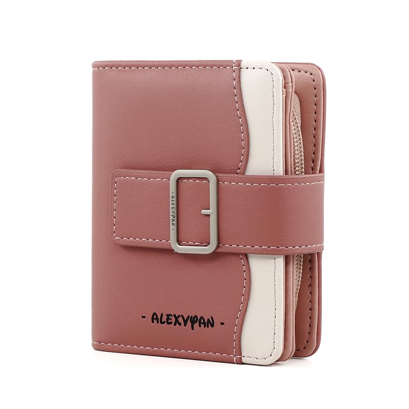 Small Wallet for Women, Compact Bifold Women's Purse Wallet Organizer Female Hand Clutch Women/Ladies/Girls Wallets Credit Card Holder -Belt Design-Pink-image-10