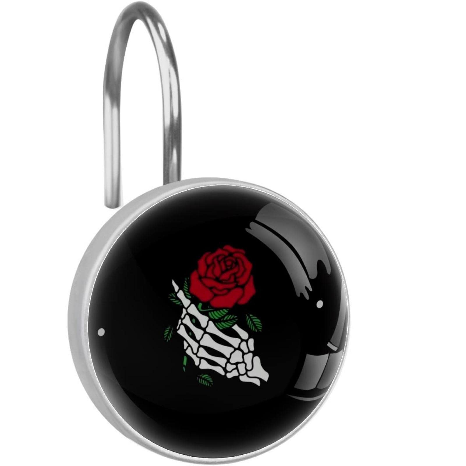 Anneaux pour rideau de douche en verre cristal et crochets décoratifs salle de bain rose rouge x12