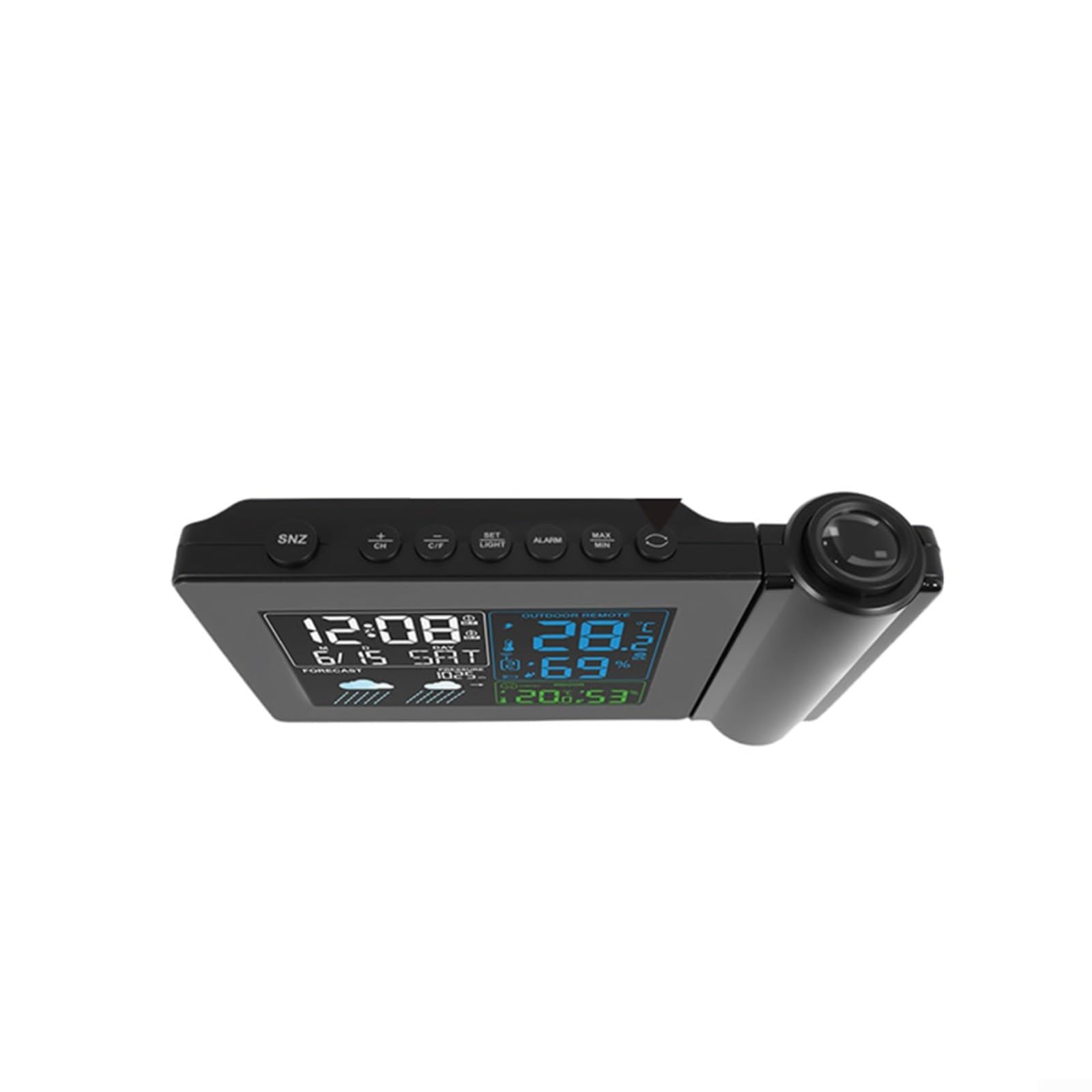 Estación meteorológica inalámbrica con proyección de tiempo, reloj despertador digital, termómetro higrómetro, para ajustes de alarma dual, monitor de clima interior y exterior
