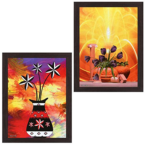 Image of WENS MDF 'Floral Decor' Painting (28 x 35.5 cm, Multicolour, WSPC-7095)
