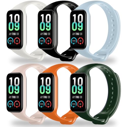 MONUARY 6 Piezas Correas Compatible con Amazfit Band 7, Pulseras de Repuesto para Amazfit Band 7, TPU, Cómodo de Llevar, Longitud Ajustable