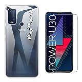 QFSM Protection Coque pour Wiko Power U30 TPU Étui Silicone Transparent Housse Shell + Gratuit 2 Pcs Verre Trempé écran Glass Vitre Film (6.82') - Panda