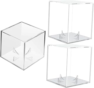 Baseball Display Box with Stand, Acrylic 3 Pack | Square Design, Signature Protection and Stable Base, for Signed Balls and Memorabilia Display