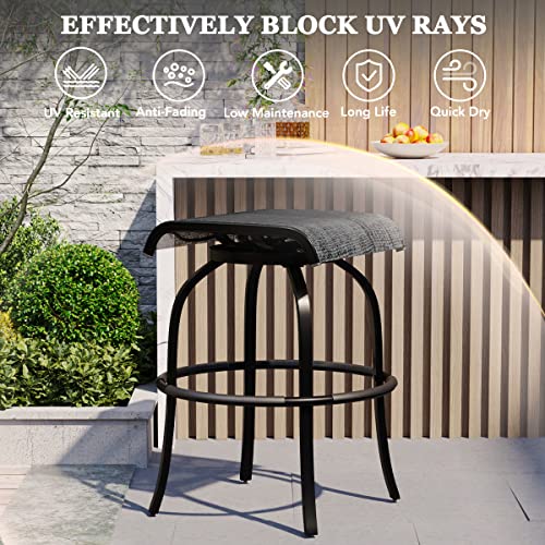 Sundale Outdoor 32 Inch Seat Height Swivel Bar Stools Set Of 4, Patio Backless Bar Height Tall Chairs, All-Weather Textilene Fabric Armless High Stools For Deck Pool Yard Gray #TOP4