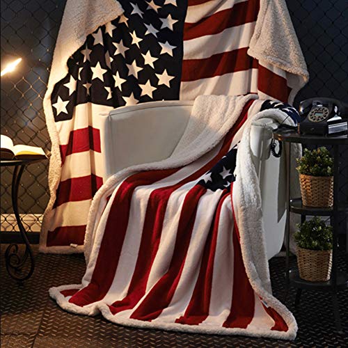 worclub Manta del Tiro del paño Grueso y Suave de la Bandera Americana, Manta de la Franela de la Bandera de los EEUU del Vintage para la Cama/el sofá/Que acampa/Trave