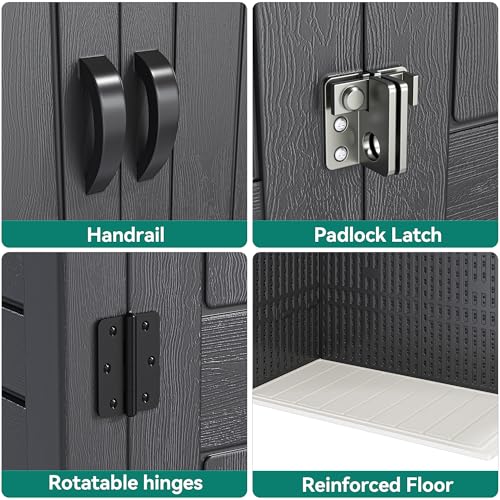YITAHOME 59 cuft Vertical Outdoor Storage Shed w/o Shelf, 5.6 x 2.3 ft Lockable Resin Waterproof Tall Storage Cabinet, Suitable for Patio Furniture, Pool Accessories, and Garden Tools, Dark Gray by YITAHOME - Image 3