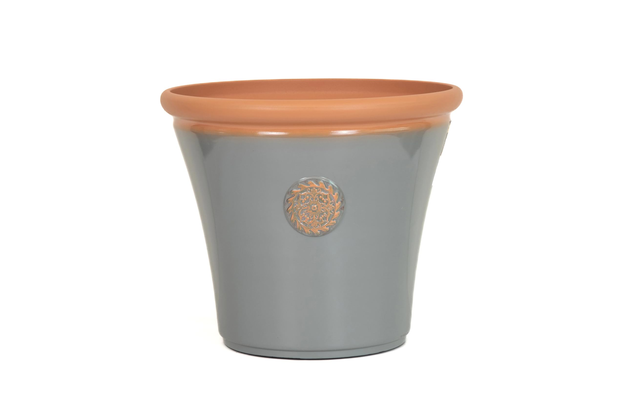 Muddy Hands Royale Crest Planter Plant Pot – Large Outdoor Garden Pot – Lightweight Recycled Plastic – Frost Proof & UV Resistant – Ceramic Look Patio Pot (Grey, 39 litre)