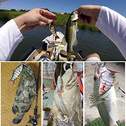 watalure Bass Fishing Lure 6 Segment Lifelike Multi Jointed Swimbait Slow Sinking Glidebait for Bass Trout Freshwater Saltwater (5pcs-Set2) - Thumbnail 3