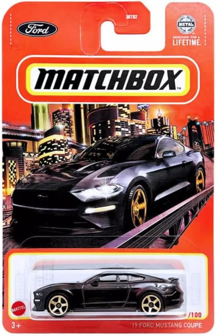 Matchbox '19 Ford Mustang Coupe, Black, 1:64 Scale Diecast, 98/100
