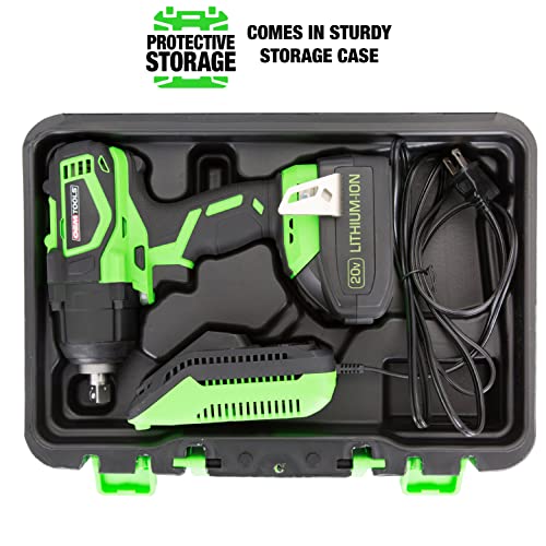 Oemtools 24486 20V Max Lithium-Ion Brushless 1/2 Inch Impact Wrench, High-Performance Motor Produces More Torque And Longer Run Times, Speed Control Trigger #TOP5