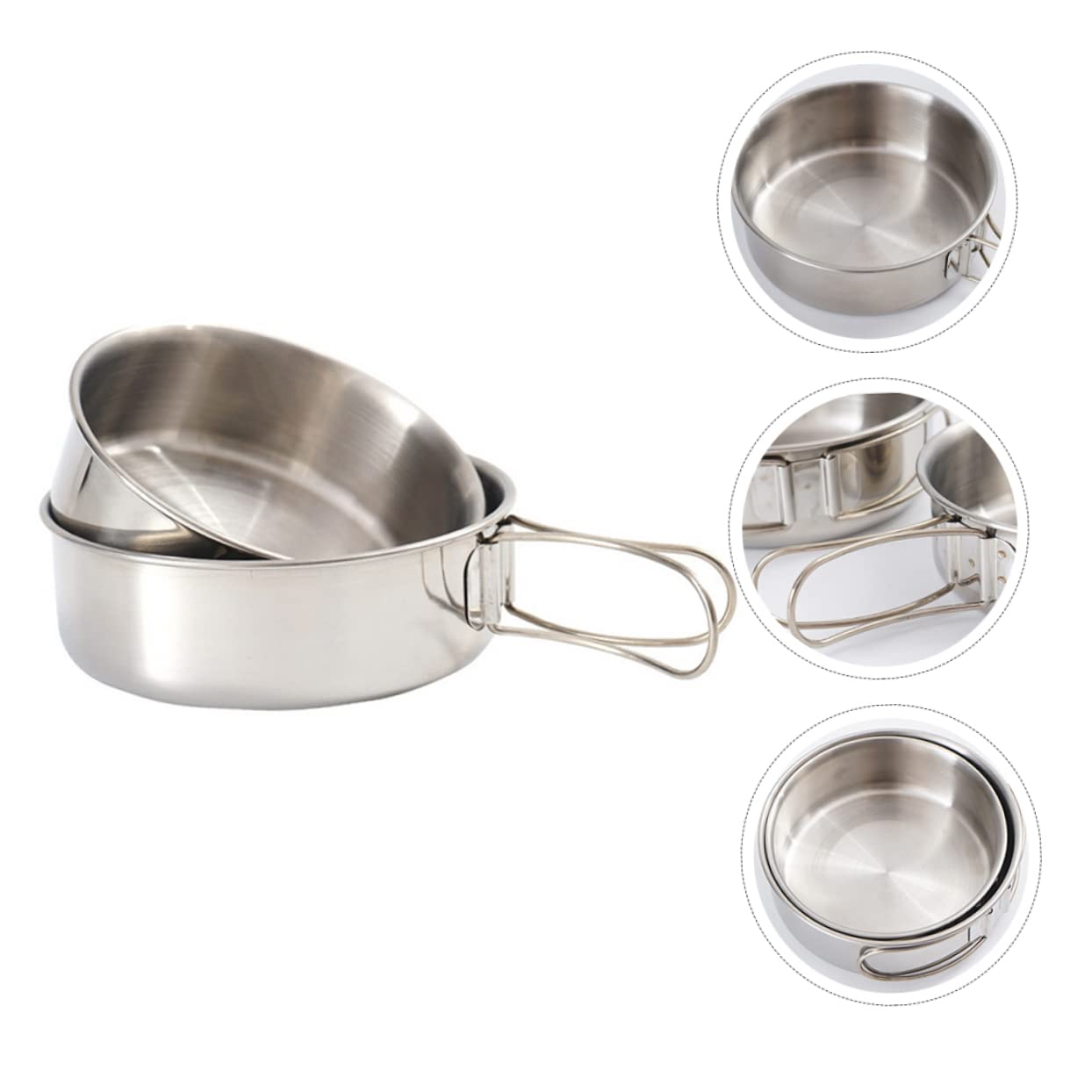 MUSISALY 1Set Portable of Collapsible Stainless Steel Bowls Durable Outdoor Tableware for Camping Hiking and Travel Lightweight and with Storage Bag