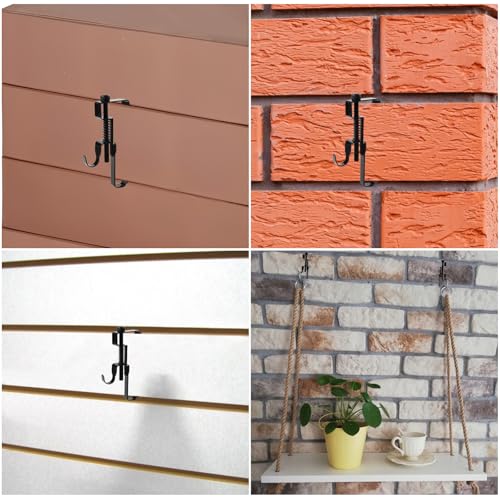 Image of Stainless Steel Brick Hanger No Drill Outdoor Adjustable Brick Hooks Clamps Black Heavy Duty Brick Wall Clips for Hanging Pictures, Lights, Plants (6 Pcs)