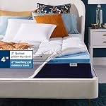 Sleep Innovations Dual Layer 4 Inch Memory Foam Mattress Topper, Queen Size, Medium Support, 2 Inch Cooling Gel Memory Foam Plus 2 Inch Pillow Top Cover