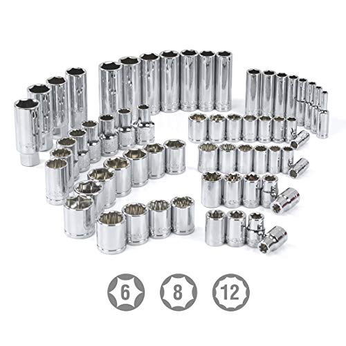 WORKPRO 450-Piece Drive Socket Set 1/2" 1/4" 3/8", CR-V Metric and Imperial with Quick-Release Ratchet Wrench, Spanners, Bits Set, Mechanics Tool for Car Repair - Image 3
