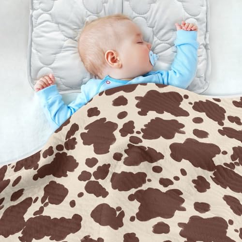 Image of Baby Blankets for Baby Boy or Girl Soft Crib Receiving Blanket for Infant Toddler Kid Crib Bedding 30X40in Cow Print