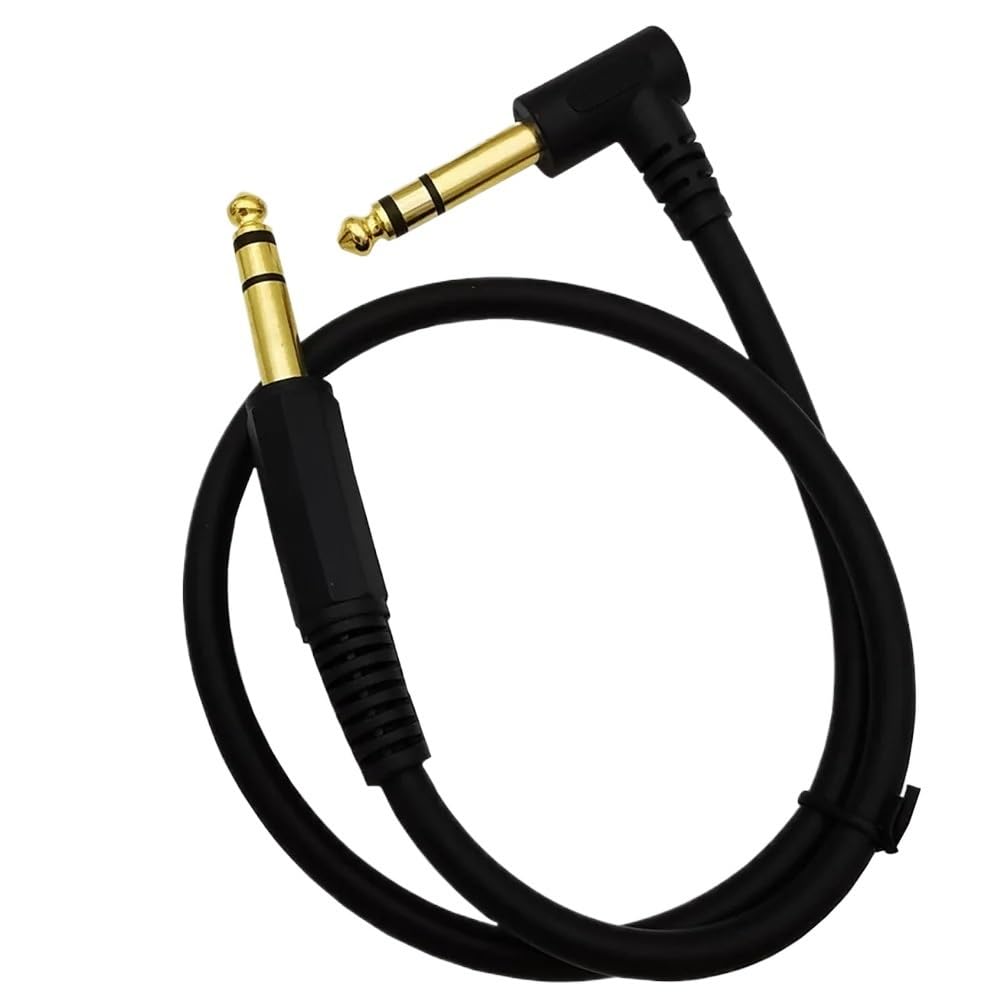 Cable de instrumento TRS de 1/4 pulgadas en ángulo recto a recto macho de 6,35 mm Ja-ck cable de audio estéreo 6,35 cable de interconexión equilibrado (1,8 m)