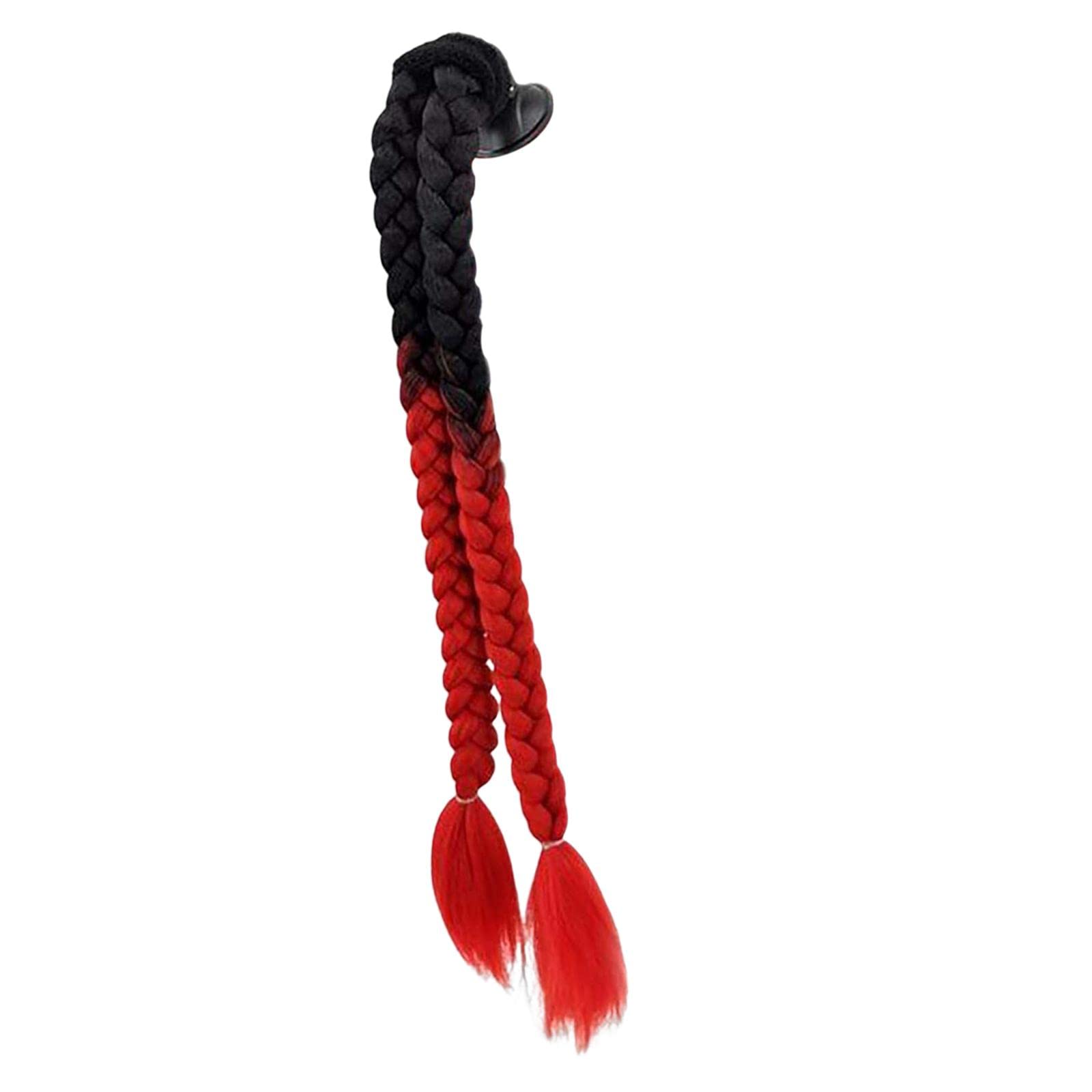 The Style Sutra Motorcycle Helmet Braids Ponytail Double Braids Hair Plait Fit for Bicycle Black Red |Helmets|1 Piece Helmet Ponytail Dirty Braids with Suction Cup (not Included Helmet)-picture-10