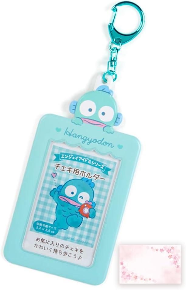 SanrioOriginalCard Holder Keychain (Japan Import) - Includes Cherry Blossom Message Card (Hangyodon)