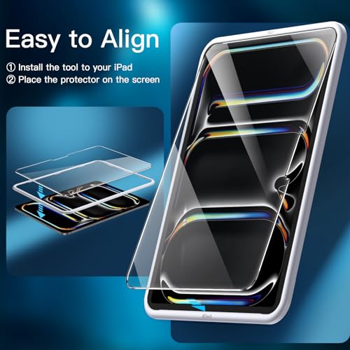 Image of JETech Tempered Glass Screen Protector Guard for iPad Pro 13-Inch M5 /M4 (2025 /2024) with Camera Lens Protector, Easy Installation Tool, Anti-Scratch, HD Clear, 2-Pack Each